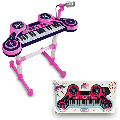 Piano e Teclado Eletrônico Infantil - Rosa - Unik Toys