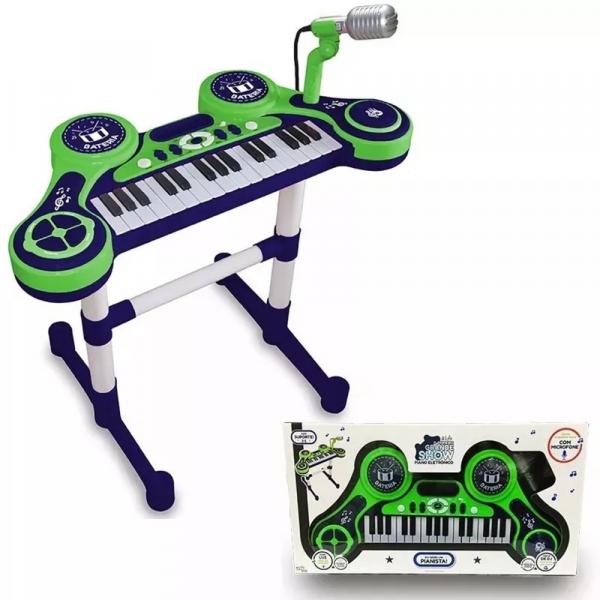 Piano e Teclado Eletrônico Infantil Verde com Sons Unik Toys