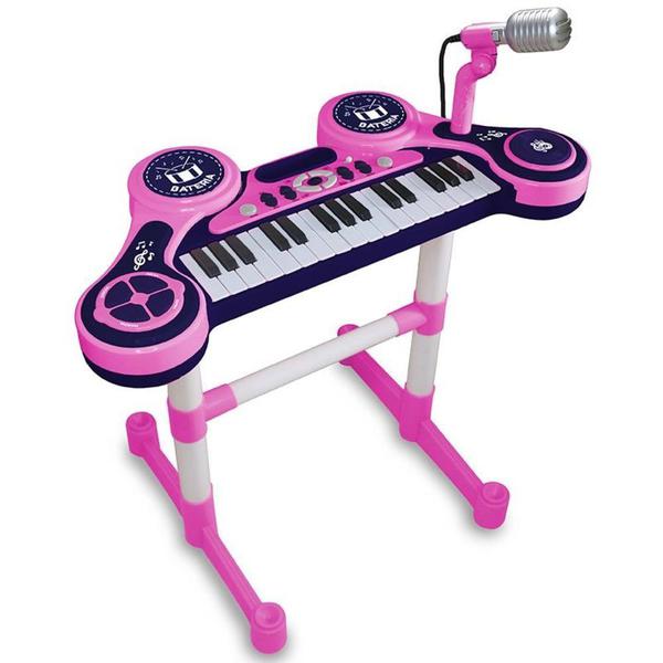 Piano Eletrônico Infantil com Microfone Rosa Unik PE1806-F