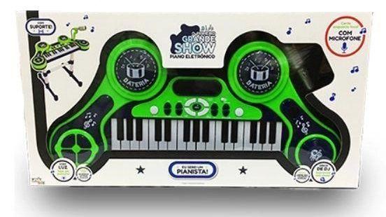 Piano Eletrônico Primeiro Grande Show Infantil Verde - Unik - Unik Toys