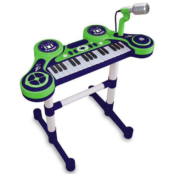 Piano Eletrônico Verde Infantil com Microfone Unik PE1806-M