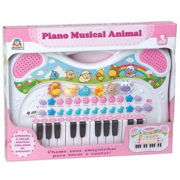 Piano Infantil Musical Animal Rosa - Braskit