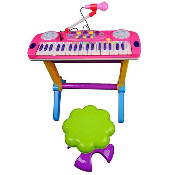 Piano Infantil Teclado Eletronico Musical Sinfonia com Gravador e Microfone Karaoke com Projetor de - Makeda