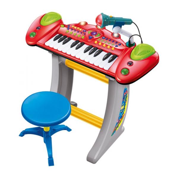 Piano Infantil Teclado Instrumento Musical Brinquedo com Microfone Luz e 10 Sons e Ritmos - Gimp