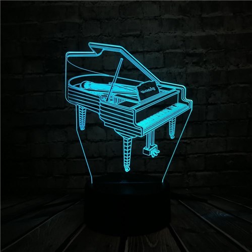 Piano - Luz LED 3D / Tipo C: Interruptor Liga/Desliga + 3 Cores