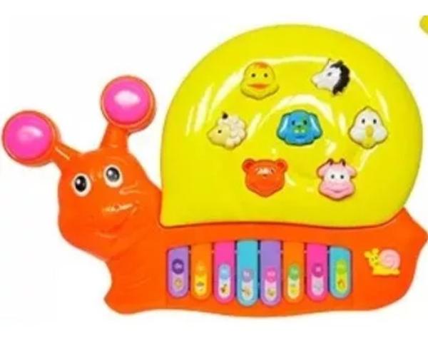 Piano Musical Animal Infantil Caracol Ascende Luz Emite Som - Ling Huan Toys