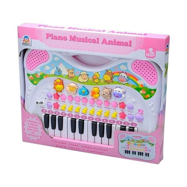 Piano Musical Animal Rosa - Braskit 6408