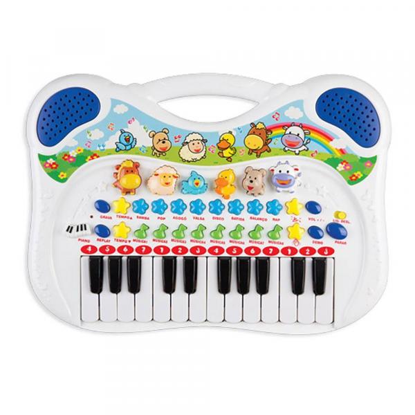 Piano Musical Clássico Sons Animais para Bebês Azul 640-7 - Braskit
