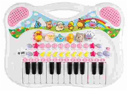 Piano Musical Infantil Animais Rosa 6408 Braskit