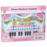 Piano Musical Infantil Animais Rosa 6408 Braskit