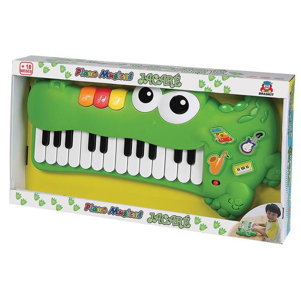 Piano Musical Infantil Jacaré Brinquedo Braskit