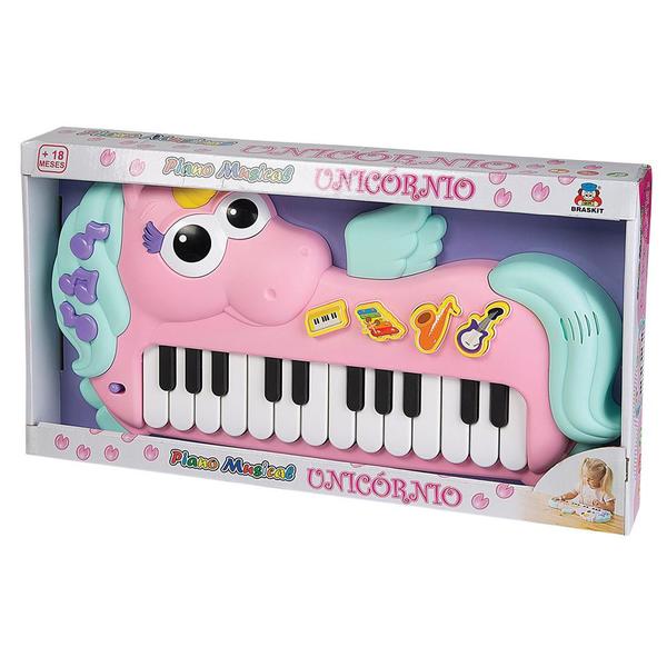 Piano Musical Infantil Unicórnio Brinquedo Braskit