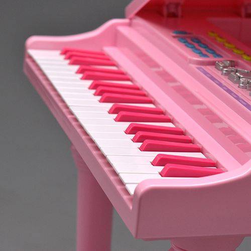 Piano Sinfonia Infantil Instrumento Musical Brinquedo com Gravador e Microfone Rosa Meninas Winfun