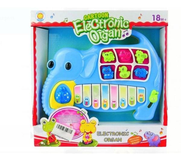 Piano Teclado Animal Infantil Eletrônico Do,re,mi,sol,la,si Elefante Azul - Emporio Magazine