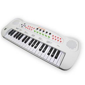 Piano Teclado Branco Musical Infantil Microfone Brinquedo
