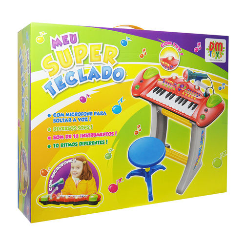 Brinquedo Musical Infantil Meu Super Teclado Luz e Sons