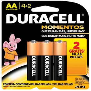 Pilha Alcalina Pequena AA Leve 6 Pague 4 - Duracell