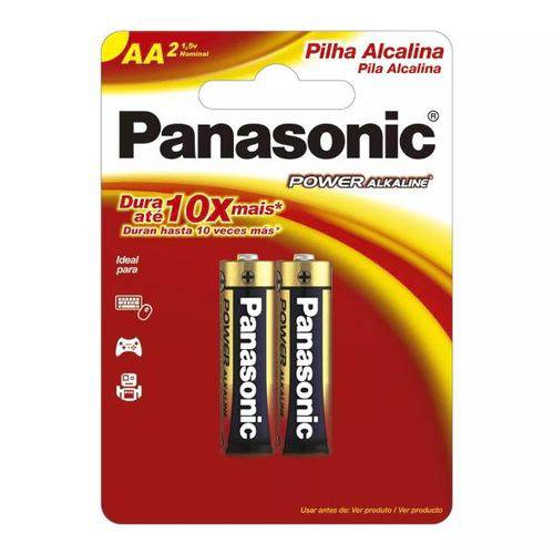 Pilha Alcalina Pequena AA Panasonic Cartela com 2 Unidades