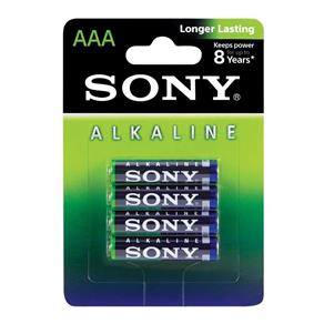 Pilha Palito Aaa Alcalina Sony 1,5V Cartela com 4 Unidades