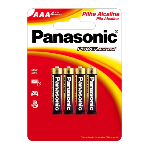 Pilha Panasonic Alcalina AAA Palito 1,5V com 4 Unidades