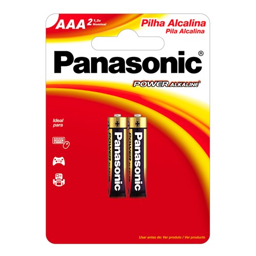 Pilha Panasonic Alcalina AAA Palito 1,5V com 2 Unidades