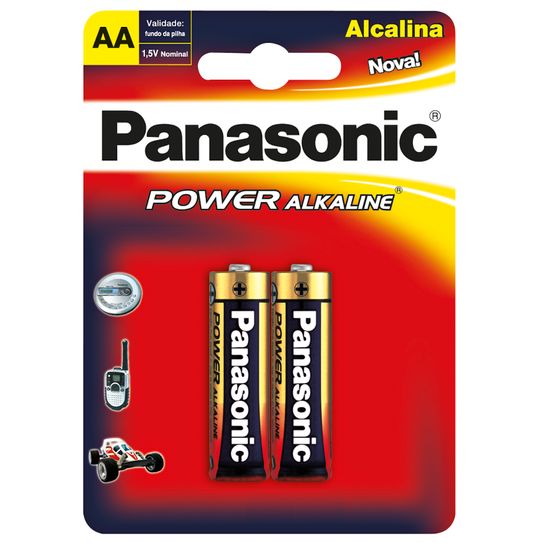 Pilha Panasonic Alcalina Pequena Aa com 2 Pilhas