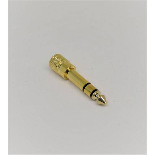 Plug Adaptador Estéreo Jack P2 para P10 de Metal Dourado