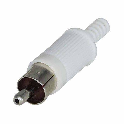 Plug Conector Rca Plastico com Rabicho Branco - Pacote com 10 Peças