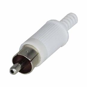 Plug Conector RCA Plastico com Rabicho Branco - Pacote com 10 Peças