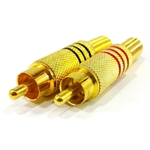 Plug Rca Metalico C/ Mola Preto/vermelho Dourado - Par