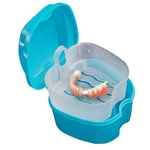 PP Denture Bath Caso Box Dental Dentes falsos caixa de armazenamento com suspensão Container Net