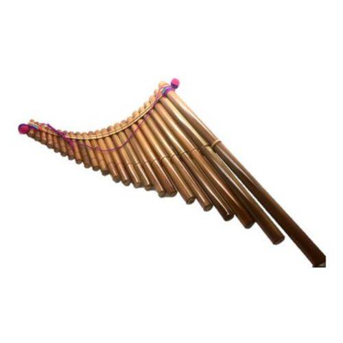 Pr Flauta Sampona Torta em Bambu 23 Tubos Grande 45x40 Lnsgr