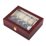 Pr¨¢tico 10 grelhas de madeira Watch Box Jewelry Display Case Armazenamento Colec??o