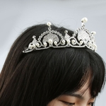 Prata Pérola Casamento Nupcial Cristal Headdress Acessório De Cabelo Tiara Coroa