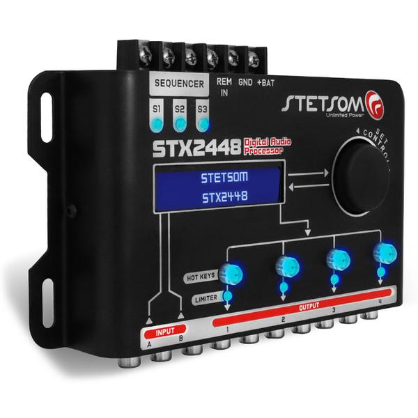 Processador de Áudio Digital Stetsom STX2448 2 Canais 4 Saídas Estéreo Equalizador 10Hz a 22500Hz