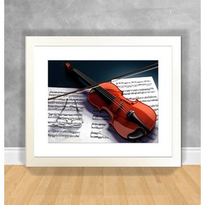 Quadro Decorativo Violino Instrumentos Musicais 05 Branca
