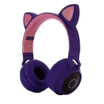 Amyove Orelha bonito Cat Bluetooth 5.0 Auscultadores dobrável On-Ear Stereo Headset sem fio com Card / TF Radio Mic LED Suporte FM / Aux in para Smartphones PC Tablet