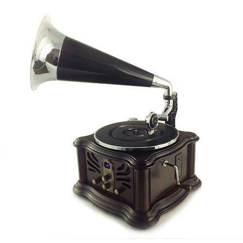 Rádio Gramofone Tabaco - Cd/ MP3/ USB/ Vinil - em Madeira
