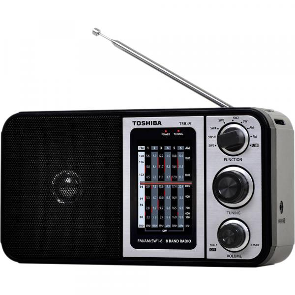 Rádio Portátil Toshiba TR849 Entrada USB Rádio AM/FM 1W RMS com Alça Ajustável
