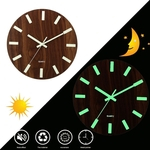 Relógios de parede de quartzo luminoso de madeira de 12 polegadas Silencioso Não-Ticking Night Lights Hanging Clock