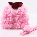 Respirável Pink Flowers Pet Harness Strap 3D Leash Conjunto para Gatos Cães