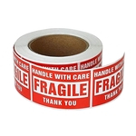 Rolo de 500 etiquetas manusear com cuidado frágil obrigado adesivos de envio vermelho