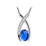 ROMAD Platinum Plated Chain Necklace Cross Blue Pendant Copper Jewelry for Women Lady Girl