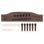 Rosewood Bridge Bone Nut Saddle + 6Pcs String Pin Acoustic Guitar Accessories
