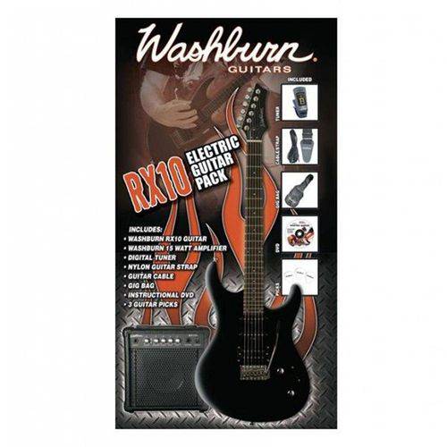 Rx10b Pak - Pack Guitarra Rx10 Preta - 220v - Washburn
