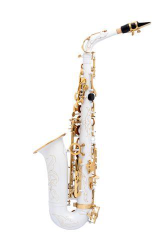 Saxofone Alto Mib Branco Co Chaves Dourado Halk Completo