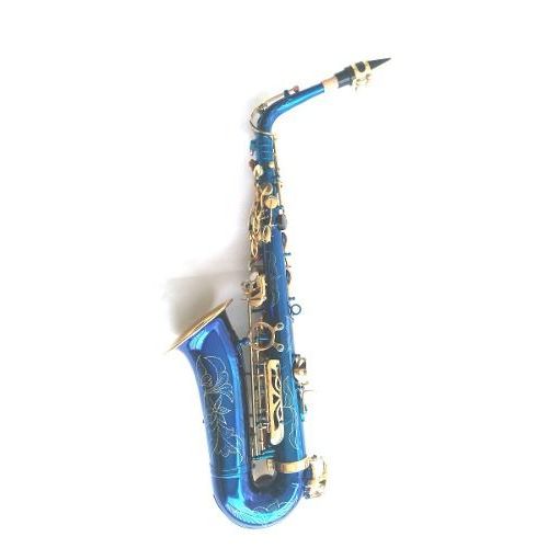 Saxofone Alto Mib Eb Halk Azul com Chaves Douradas