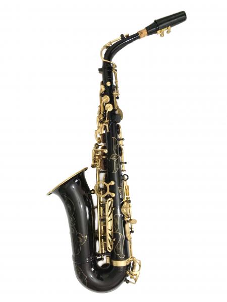 Saxofone Alto Mib Preto com Chaves Douradas HALK