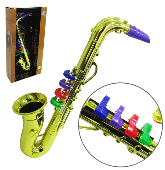 Saxofone Curvo Infantil Jazz Music 36cm na Caixa - Mohnish