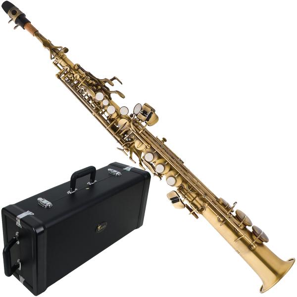 Saxofone Soprano Eagle SP502 VG Envelhecido + Case Luxo